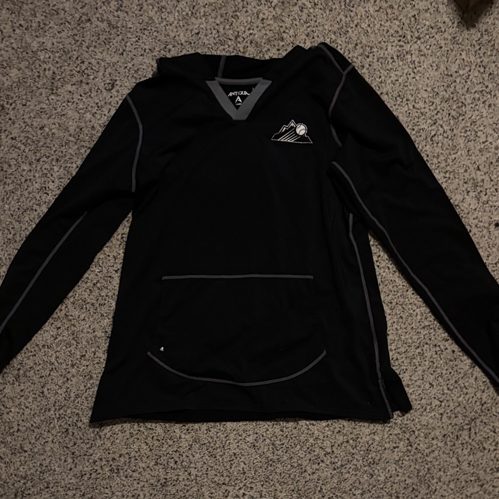 Black Long Sleeve Hoodie with Colorado Rockies  Logo